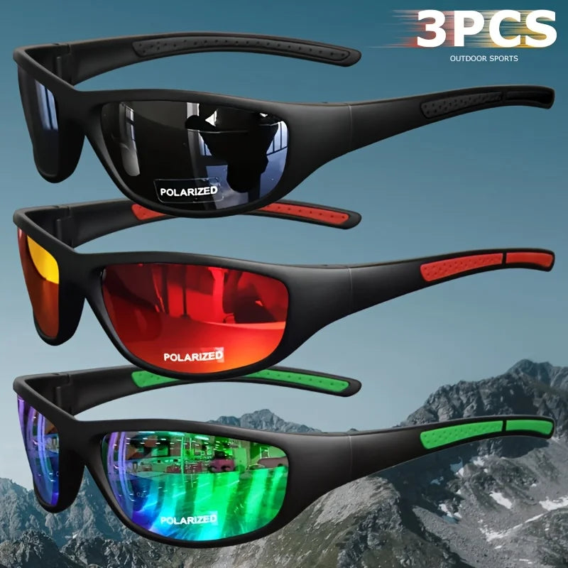 1/3PCS Unisex Polarized Sports Sunglasses Photochromic Wraparound Lenses for Cycling Fishing Driving Night Vision