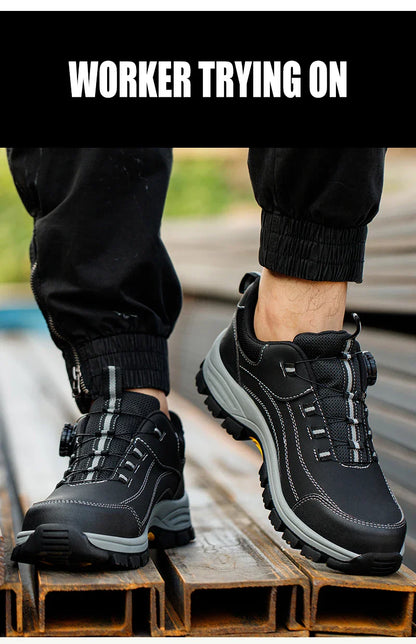 Men's Steel Head Safety Shoes Puncture And Smash Resistant Lightweight Sole Breathable Upper for Outdoor Workshop Work Shoes