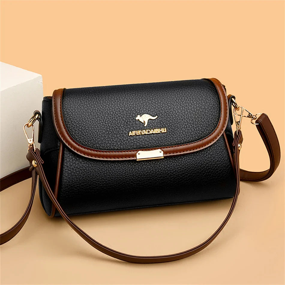 Solid Color High Quality Leather Small Shoulder Bagsfor Women 2024 New Messenger Bags with StrapDesigner Crossbody Bag Sac AMain