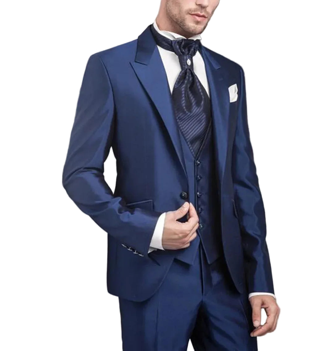 New Fashion Men Suits Slim Fit Elegant 3 Piece Wedding Tuxedo for Groom Business Male Handsome Formal Jacket Pants Vest