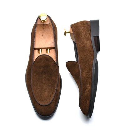 Luxury Italian Wedding Party Men's Loafer Dress Shoes Cow Suede Leather Slip-on Gentleman Fashion Suit Formal Shoes Man Footwear