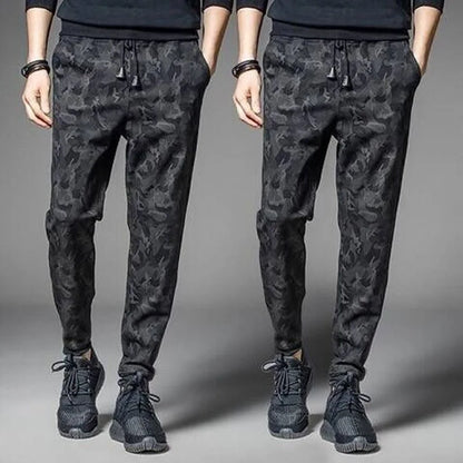 2025 new Running Sweatpants Men Camouflage Elasticity Cargo Pants Drawstring Multi Pockets Bottoms Casual Jogger Trousers M-5XL