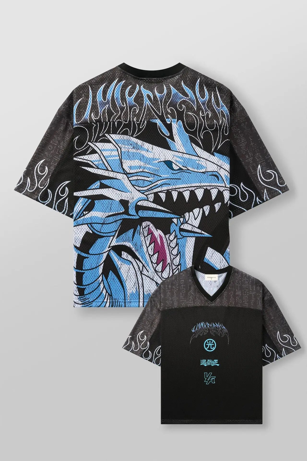 Young American oversized T-shirt summer new casual sports fitness quick drying breathable printed large mesh short sleeved shirt
