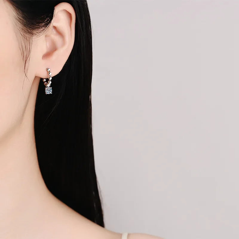 Real 0.5CT 5mm D Color Moissanite Drop Earrings for Women S925 Silver Plated PT950 Pass Diamond Test Earring Fine Jewelry