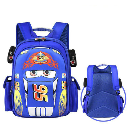 Car Children's Bag Kindergarten Boy's Backpack Lightning Cartoon Multi Pocket Three-dimensional Schoolbag For Kids