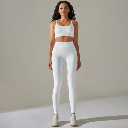 2 Pcs Women Yoga Set Sexy Seamless Sports Set Gym Fitness Bra Set Hip Push Up Leggings Set Workout Clothing Women Sportswear