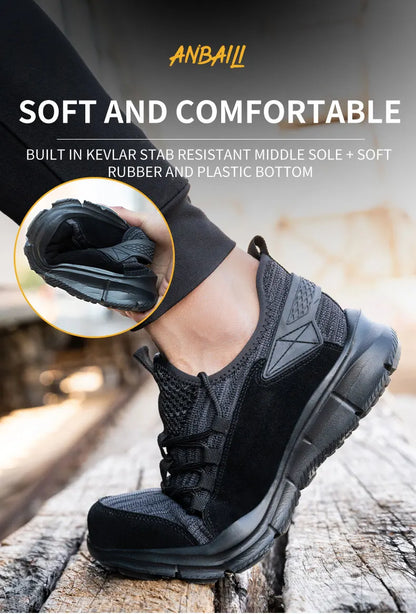 Work Sneakers Men Safety Shoes Construction Steel Toe Work Shoes  Lightweight Safety Boots Anti-Puncture Working Sneakers Kevlar