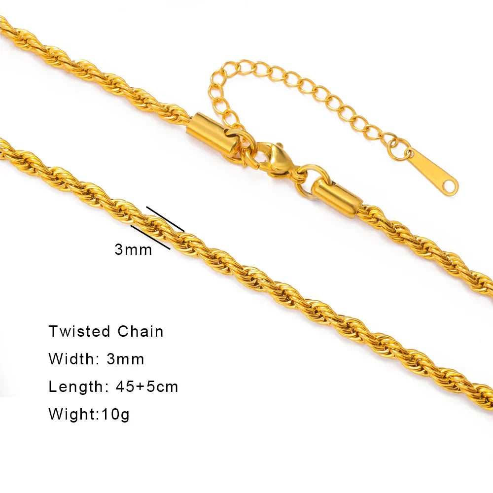 Stainless Steel Gold Color Chain Necklace Women Minimalist Cuban Paperclip Twisted Snake Chain Fashion Jewelry Wholesale