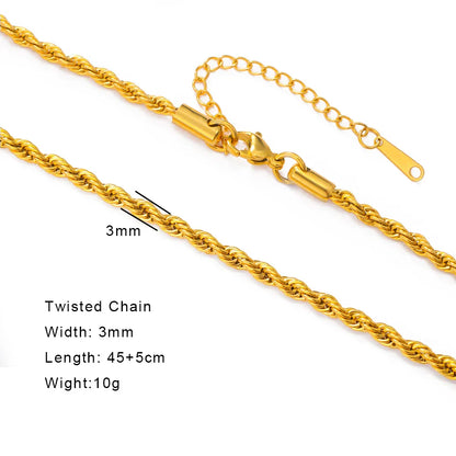 Stainless Steel Gold Color Chain Necklace Women Minimalist Cuban Paperclip Twisted Snake Chain Fashion Jewelry Wholesale