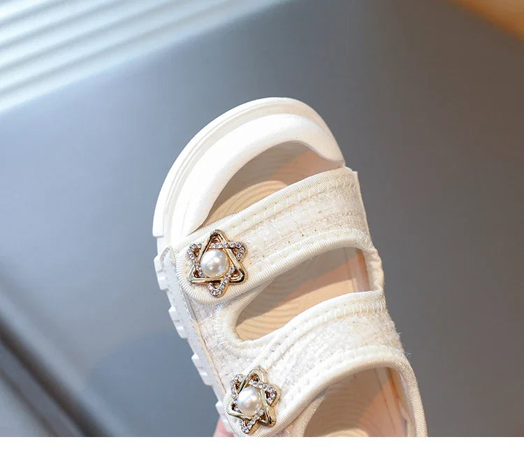 2025 Summer New Children Sandals Girls Elegant Princess Style Sandals Baby Anti-kick Foot Protection Sandals