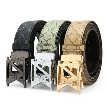 Real leather luxury automatic buckle men belt fashion trend business belt men and women's universal jeans versatile belt for men