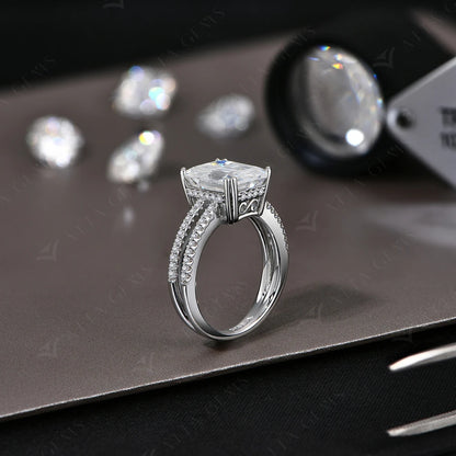 Emerald Cut 5CT Moissanite Diamond Ring for Women Men 11*9mm D VVS1 s925 Silver Wedding Bride Jewelry With Certificate