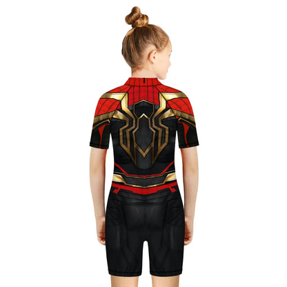 Children One Pieces Swimsuit Superhero 3D Print Playsuit Child Short Sleeve Swimwear Beach Bathing Suit Swim Wear For Boys Girls