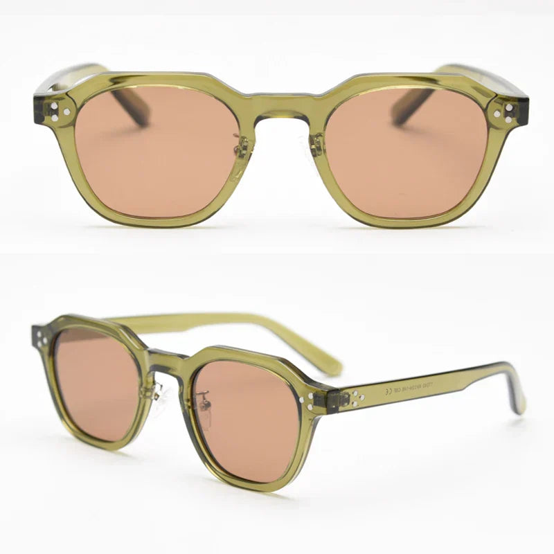 retro sun glasses for women TR90 frame polygon polarized sunglasses uv400 male green brown 2023 summer