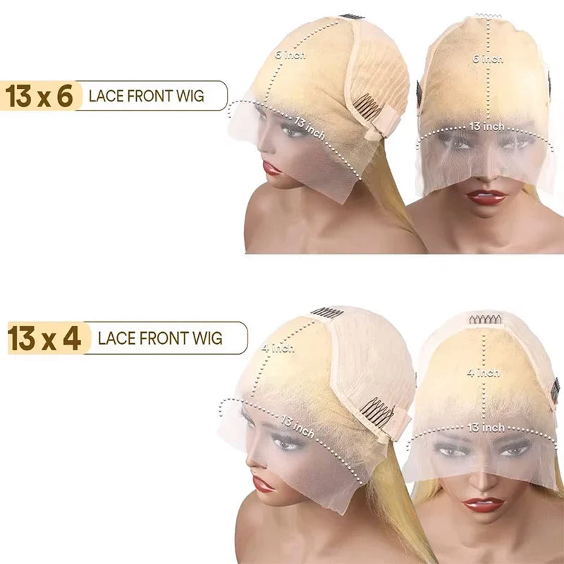 220% Density 38 Inch 613 Honey Blonde Straight Lace Front Wig Human Hair 13x6 HD Transparent Lace Frontal Wigs Pre Plucked