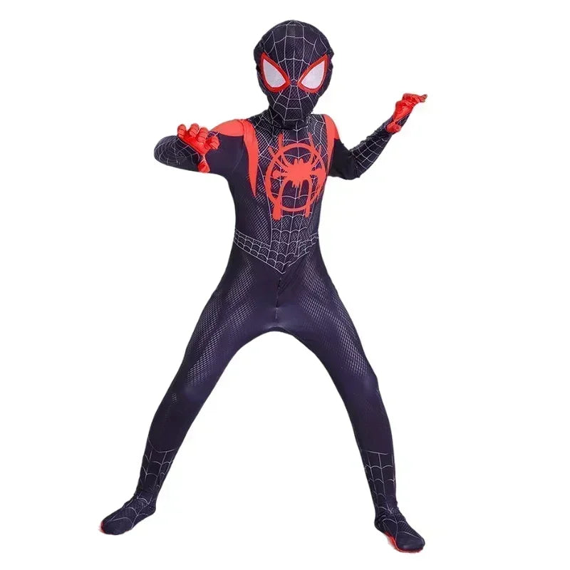 2026 For Kids Hot Toys Anime Spiderman Costume Mask Cosplay Spider Man Miles Morales Jumpsuit Bodysuit Halloween Costumes