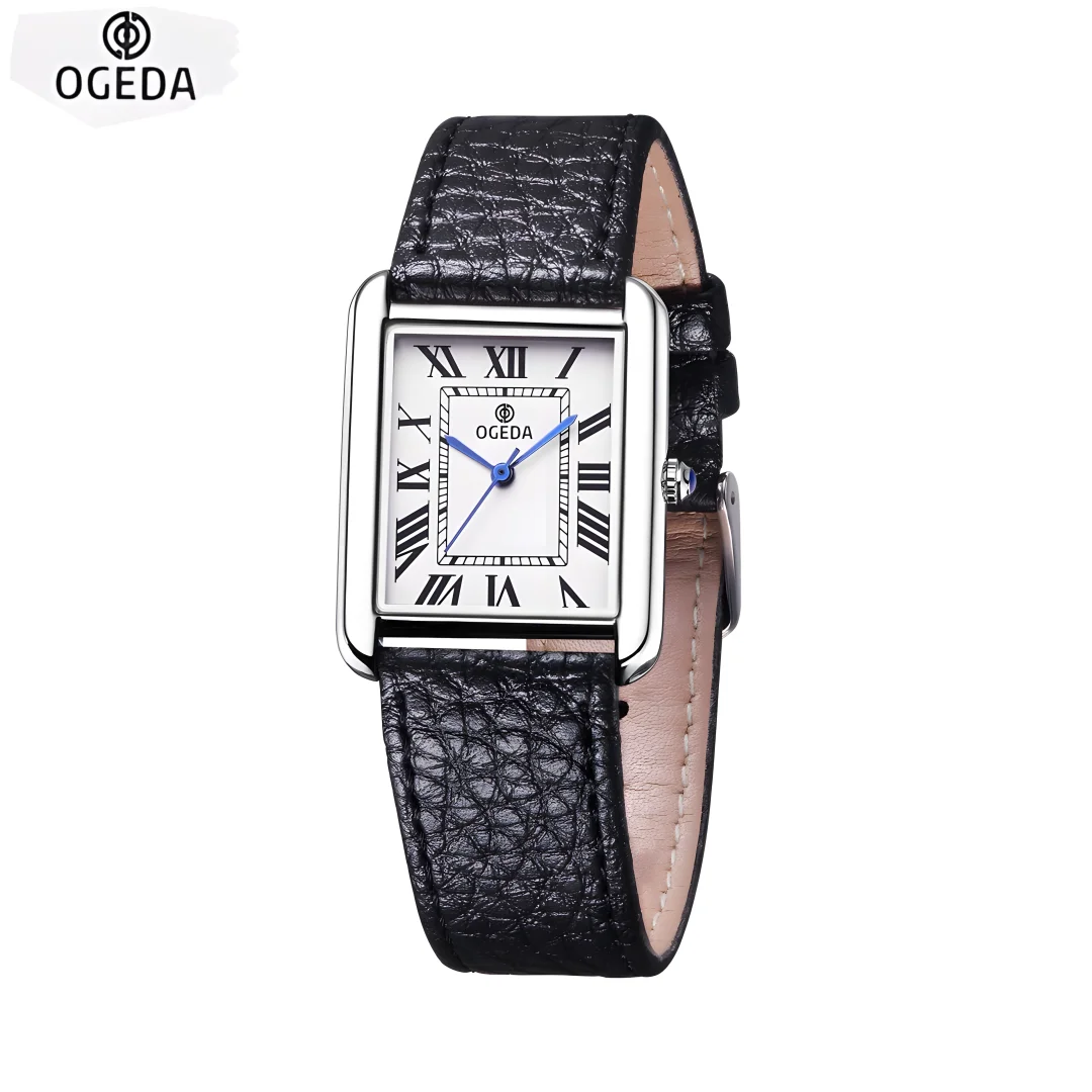 Waterproof Couple Watches Casual Fashion Quartz Stainless Steel Leather Strap Square Dial Men's And Women's Lover Watch