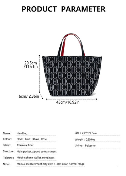Ladies Brand Fashion Alphabet Print Large Capacity Handbag 2025 New Style Elegant Casual Travel High Quality Hand