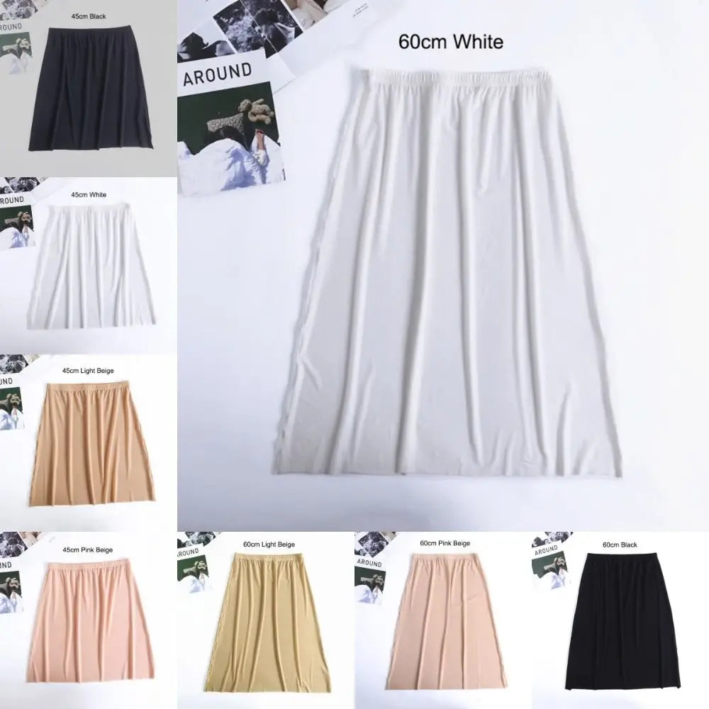 Petticoat Dress Solid Color For Women Safety Underskirt Slips Underskirt Half Slips Women Long Petticoat Ice Silk Underskirt