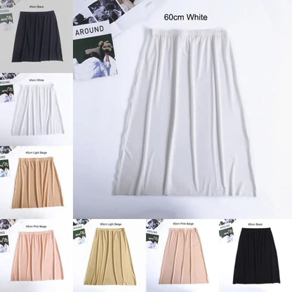 Petticoat Dress Solid Color For Women Safety Underskirt Slips Underskirt Half Slips Women Long Petticoat Ice Silk Underskirt