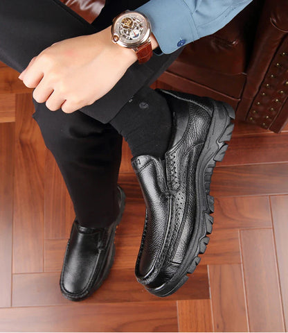 Genuine Leather Shoes Men Loafers Soft Cowhide Mens Casual Shoes Brand Male Footwear Black Brown Slip-on Thick Sole