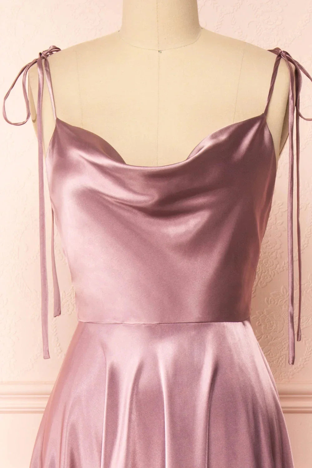 Elegant Bridesmaid Dress Cowl Neck Adjusted Spaghetti Silky-satin Fabric A-line Silhouette Wedding Women Long Gown