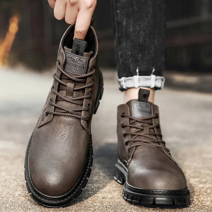 Winter Men Boots Outdoor Leather Ankle Boots Lightweight High Top Casual Boots Designer Male Work Boots Classic Handmade Boots