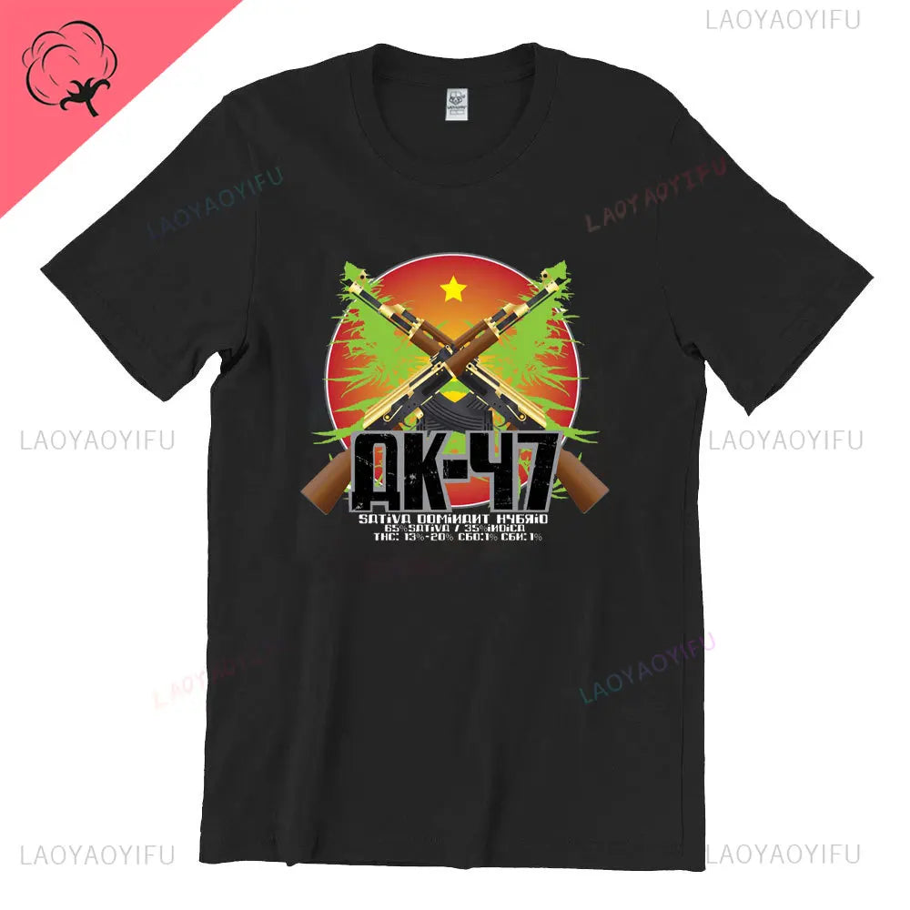 Vintage Classic Man Ak 47 TShirt Casual Fashion Military Fan Printed Cotton Shirt Summer O-neck Breathable Short-sleev Camisetas