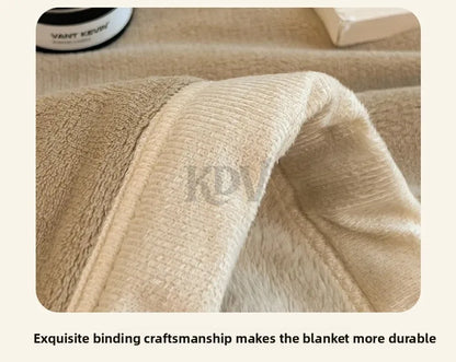 Double Layer Solid Color Milk Velvet Blanket Autumn Winter Thicken Warm Plush Blanket for Bed Sofa Single Double Thick Bed Sheet