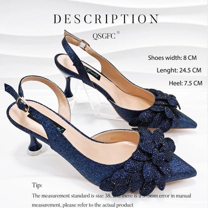 Nigerian Banquet Shoes and Bags African Fashion Peach Ladies Matching Shoes and Bags Pointed Toe High Heels Wedding Party