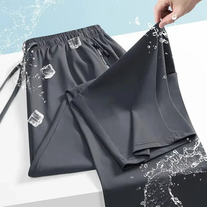 Plus Size 8xl 7xl 6xl Men Sports Pants Quick-Drying Men Trousers Joggers Sportswear Solid Sweatpants Male Elastic Ice Silk Pant