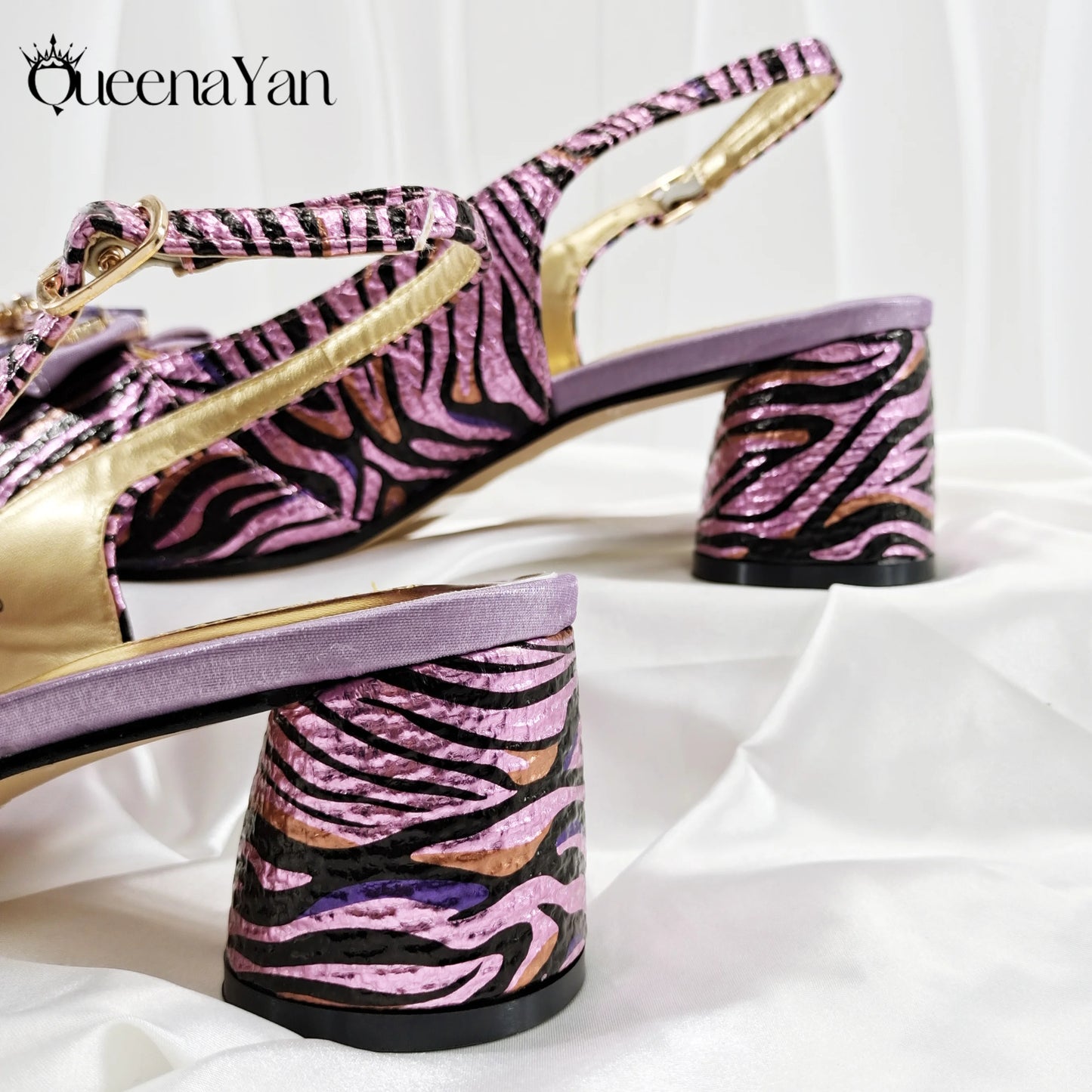 Women Elegant Gold High Heel Shoe and Matching Bag Set with Rhinestone Accents Stylish Peep Toe Design for Party