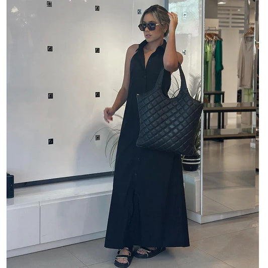 Dresses Summer Women's 2026 New Neck-Hanging Elegant Long Holiday Dress Women Street Chic Youth Loose Fashion Dress