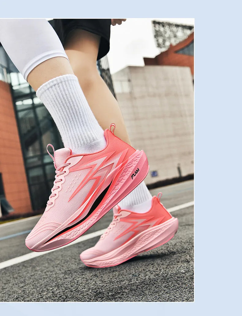 Tênis de Corrida Masculino Tênis Esportivo Especializado para Maratona Respirável Leve com Placa de Carbono Tênis Esportivo Feminino Moderno Feminino