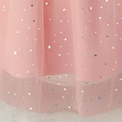 Elegant Sequins Bridemaids Girl Dress Summer Big Bow Tulle Wedding Princess Party Prom Dresses Girls Birthday Evening Ball Gown
