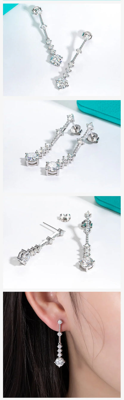 2.8cttw Moissanite Drop Earrings 925 Sterling Silver D Color Lab Created Diamond Dangle Earrings For Women Jewelry
