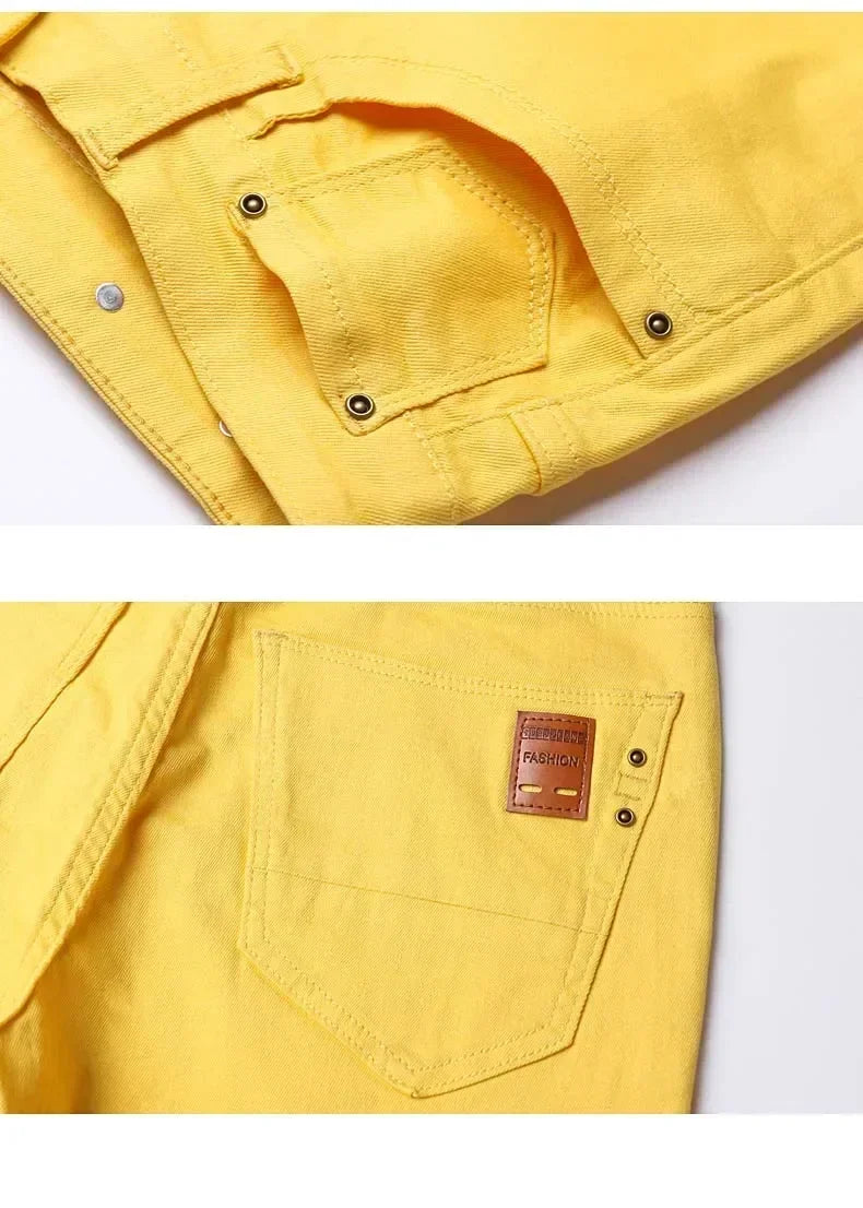 Autumn Jeans Men's New Brand Clothing Fashion Stretch Denim Pants Straight Trousers Male Red Lake Blue Yellow Trousers