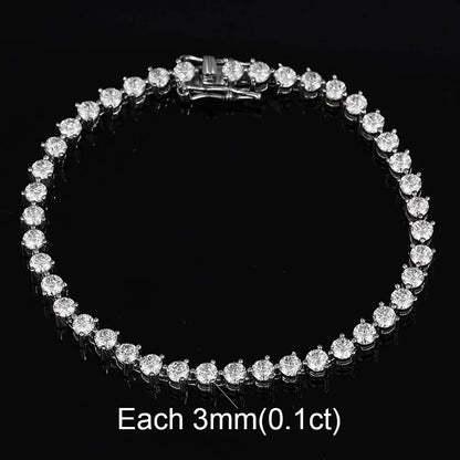3/4/5MM Full Moissanite Bracelet For Women S925 Sterling Silver D VVS1 Lab Diamond Eternity Bracelet Party Jewelry Gift