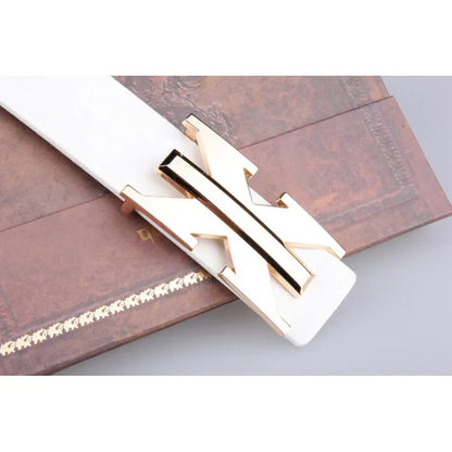 Men's and Women's Casual Fashion Belt  Korean Version Gold Buckle Belt Trendy I-shaped Buckle Belt