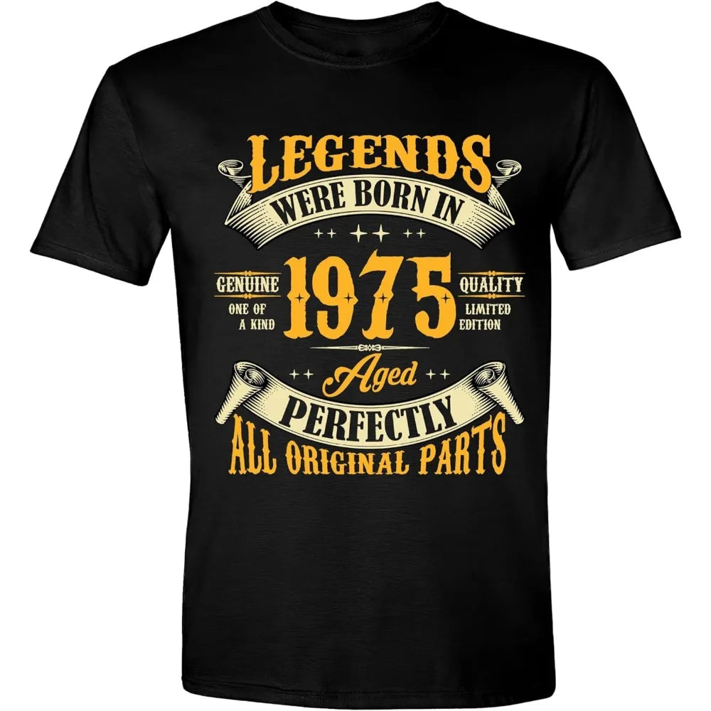 ‌1975 Vintage Birthday Shirt 50th Year Legend Born Graphic Cotton Tee for Men Soft Funny Retro Gift Idea Dad Husband Uncle Shirt