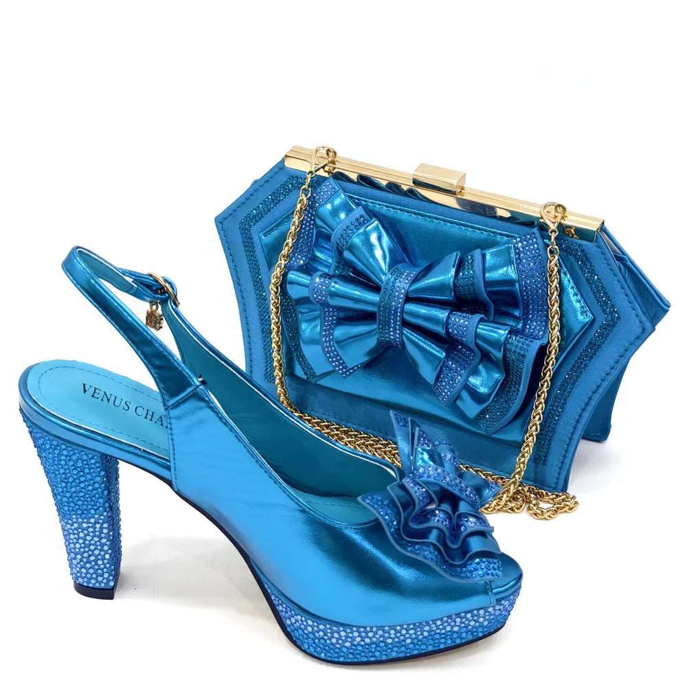Italian Design Fashion Style Ladies Shoes With Matching Bag Set 2024 Nigerian Shoes and Bag Set in Wine Color