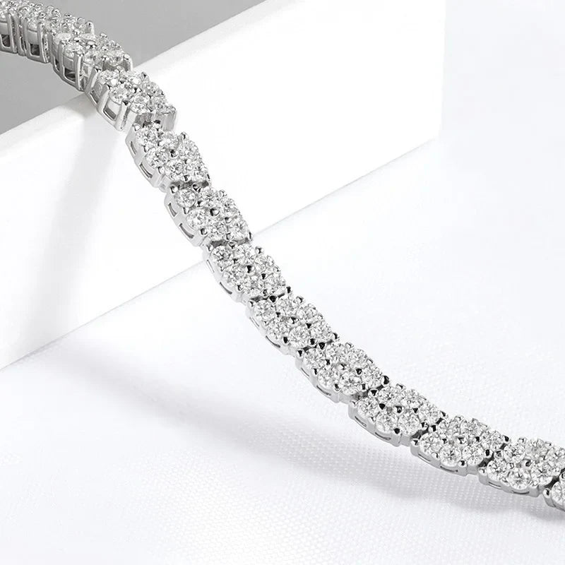 18K Plated All Moissanite Tennis Bracelet for Women Lab Created Diamond Chain 925 Sterling Silver Wholesale Jewelry