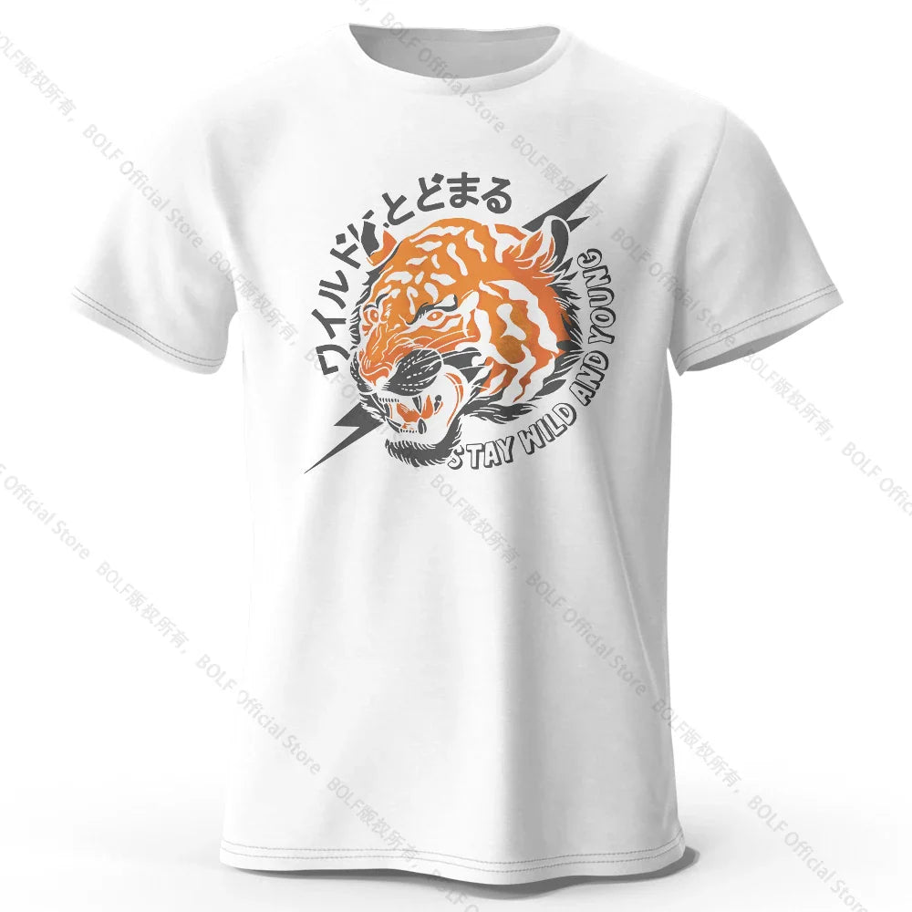 Men's Trust Tiger Printed T-Shirt 100% Cotton Harajuku Oversized Funny Graphic Tees for Men Women Summer Tops