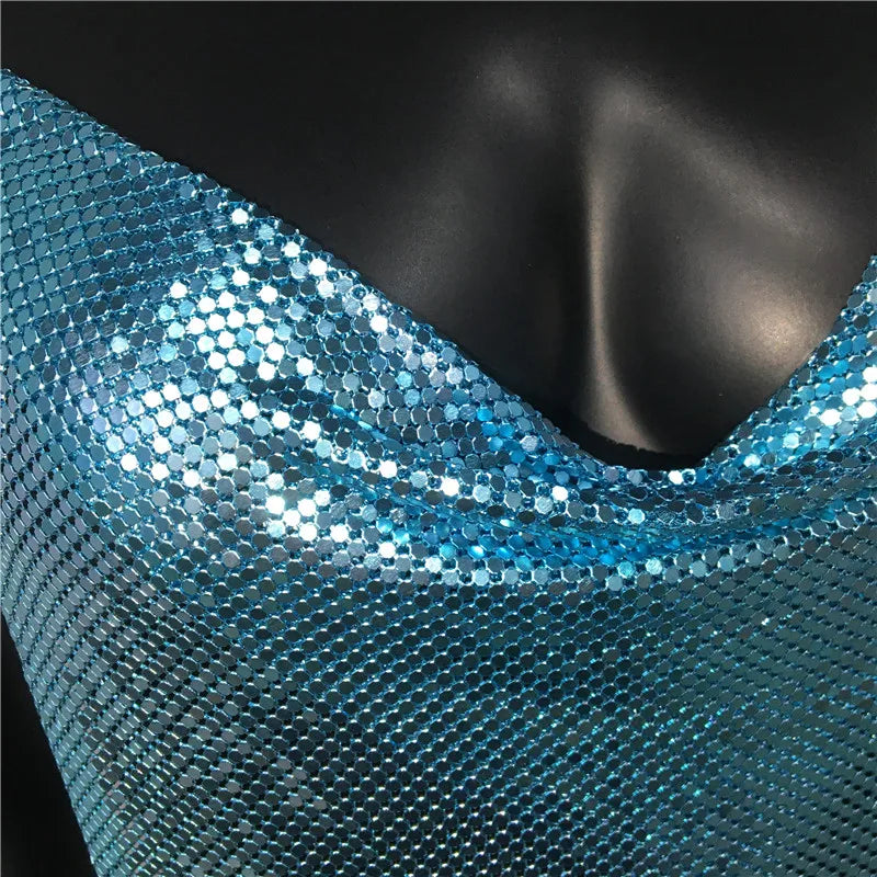 Women Solid Sequined Metal Camis Top 2025 Sexy Halter Backless V Strappy Party Nightclub Vest Cropped Tops