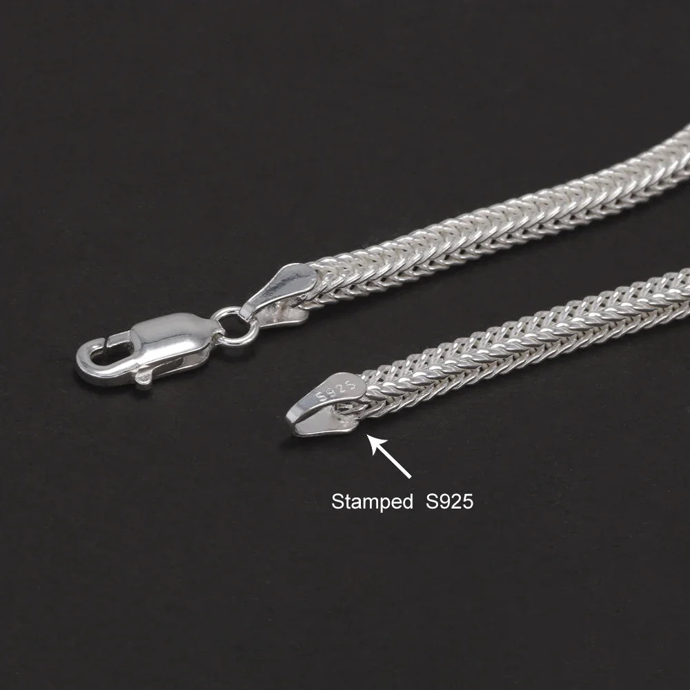2.8mm 925 Sterling Silver Fox Tail Chain Bracelet for Men Women High Polished Classic Bracelet Simple Trendy Jewelry Accessories