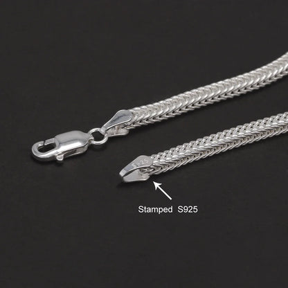 2.8mm 925 Sterling Silver Fox Tail Chain Bracelet for Men Women High Polished Classic Bracelet Simple Trendy Jewelry Accessories
