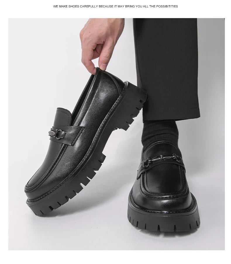 Trend Platform Casual Business Leather Shoes Men Formal Office Social Leather Loafers Male Derby Shoes Men's Dress Shoes