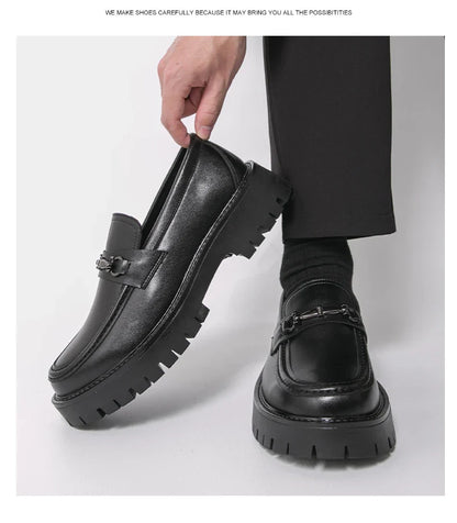 Trend Platform Casual Business Leather Shoes Men Formal Office Social Leather Loafers Male Derby Shoes Men's Dress Shoes