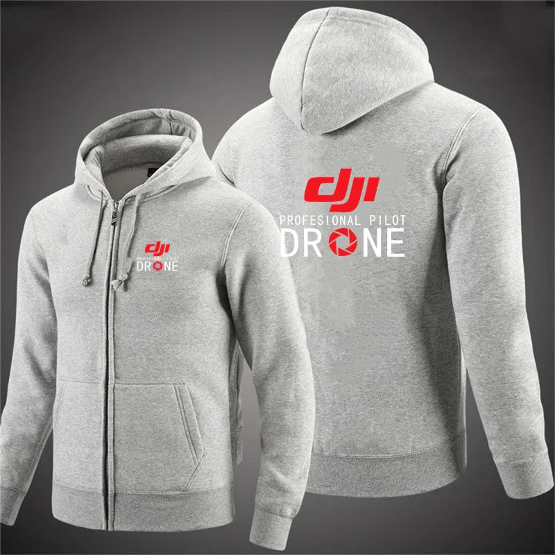 Professional Pilot Drone Autumn Hooded Sweatshirts Men's Hoodie Cardigan Solid Color Classic Jacket Clothing Tops