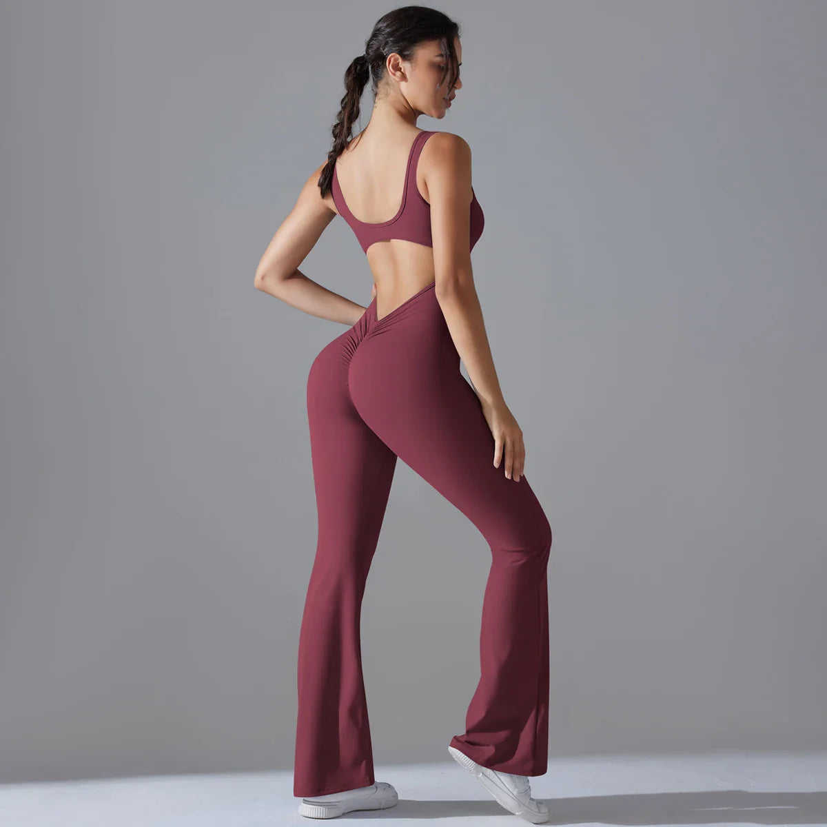 Sexy Back V Jumpsuit Gym Set Women Training Yoga Suit Sportswear Women Sports Jumpsuit Fitness Rompers Stretch Workout Bodysuits
